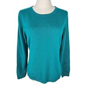 Pure Collection Cashmere Sweater Sz Small Teal Turquoise Crew Neck